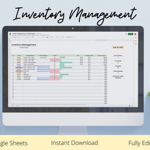 Inventory Management Tracker, Order Tracker, Supply List Tracker, Product Inventory Organization, Google Sheets, Instant Download