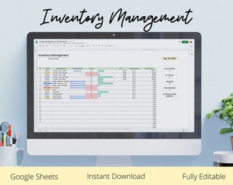 Inventory Management Tracker, Order Tracker, Supply List Tracker, Product Inventory Organization, Google Sheets, Instant Download