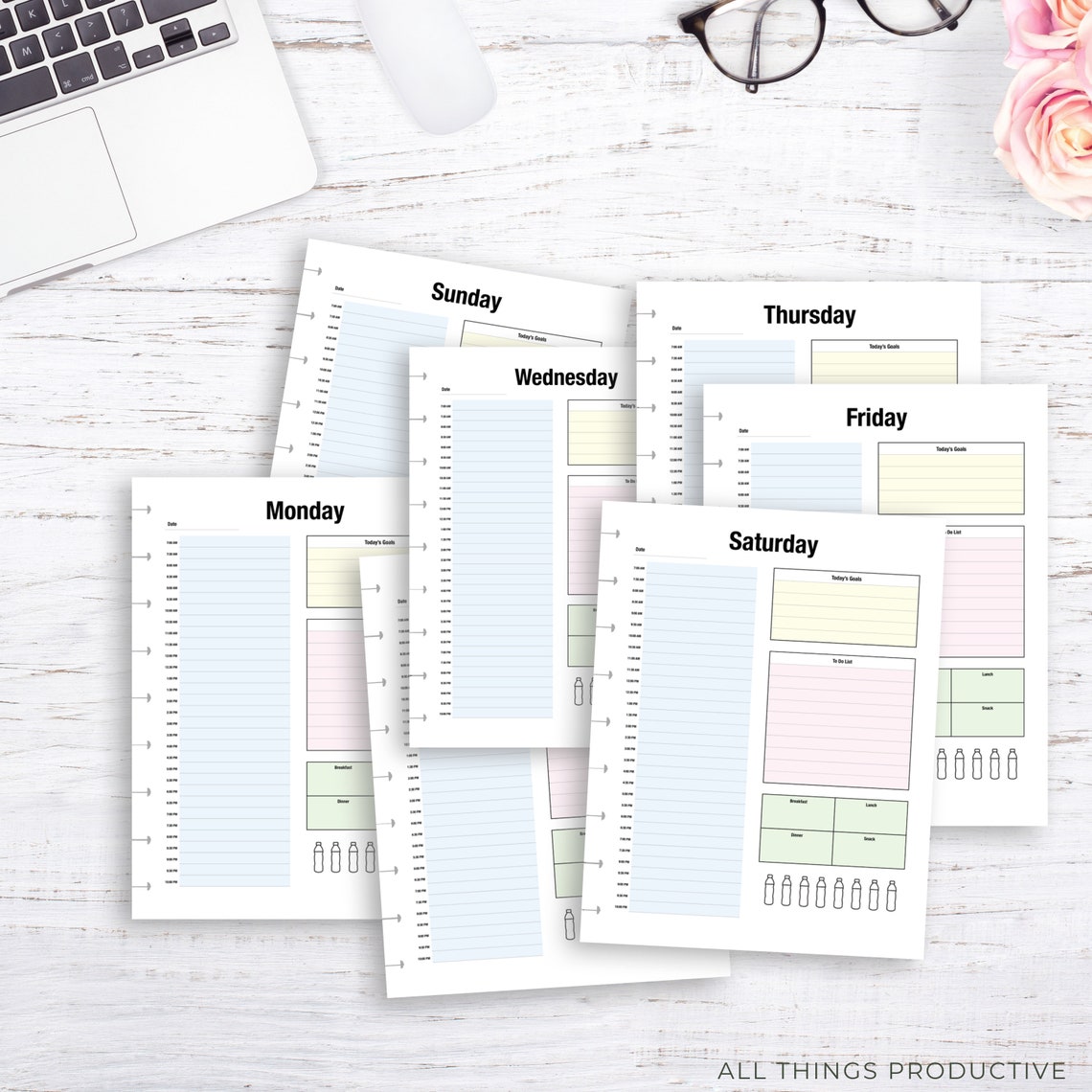 Day at a Glance Printable Inserts, Happy Planner Classic, Happy Planner ...