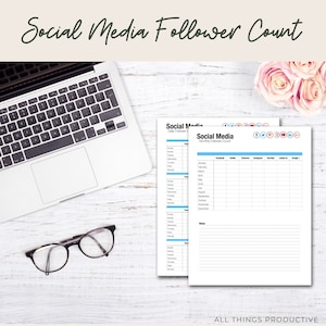 Social Media Tracker, Social Media Planner Insert, Social Media Follower Count, Instagram Followers, Social Media, Printable Planners image 4