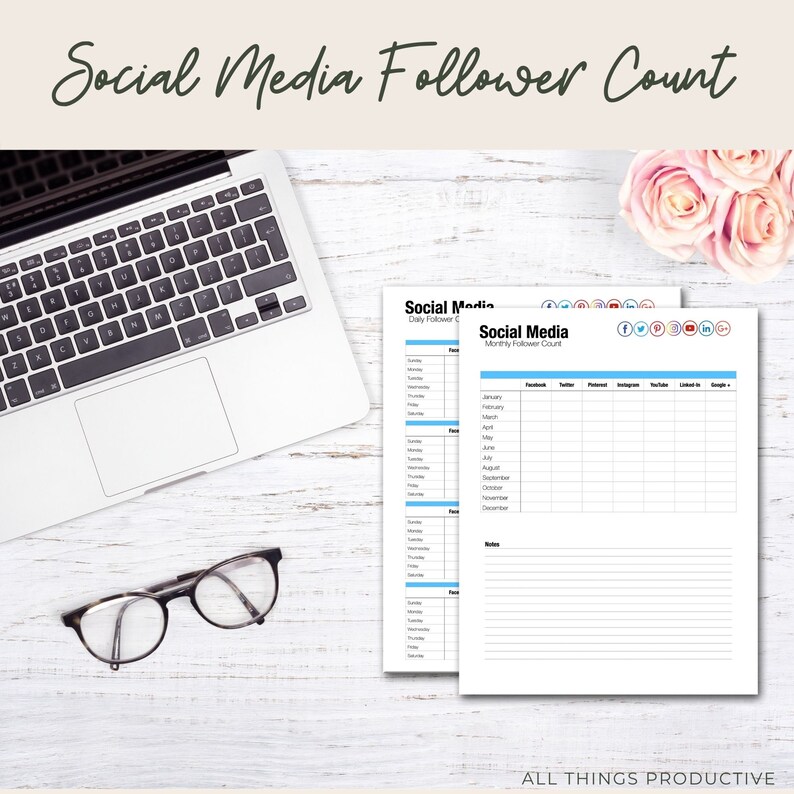 Social Media Tracker, Social Media Planner Insert, Social Media Follower Count, Instagram Followers, Social Media, Printable Planners image 4