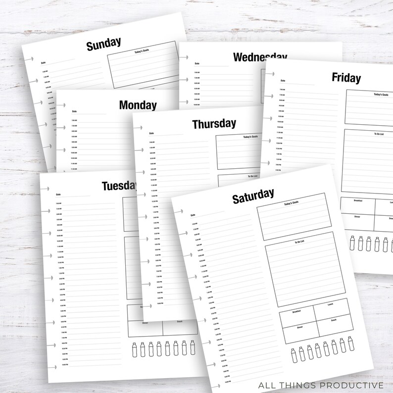 Day at a Glance Printable Inserts, Happy Planner Classic, Happy Planner Big, Happy Planner Mini