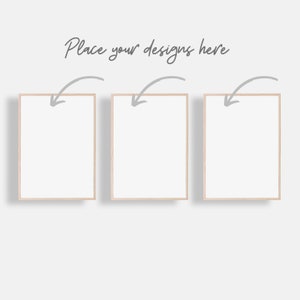Tres marcos verticales Mock Up, modern Mockup, Artwork Mockup, Minimalist Mockup, Poster, Digital, Instant Download, PNG, JPEG, ARCHIVO PSD imagen 2
