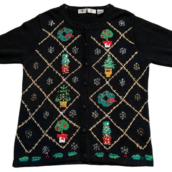 OHI Christmas Holiday Knitted Cardigan Sweater- S… - image 1