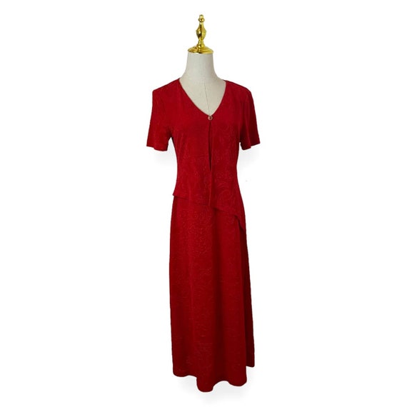 Vintage 80s 90s Nwt Deadstock CONNECTED Red Maxi … - image 3