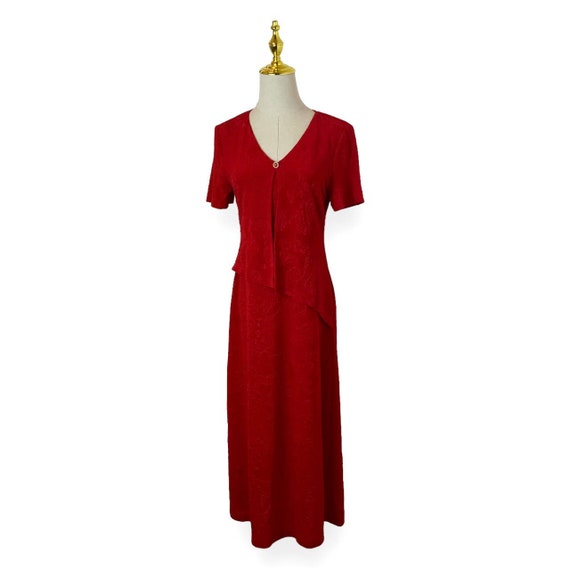 Vintage 80s 90s Nwt Deadstock CONNECTED Red Maxi … - image 1