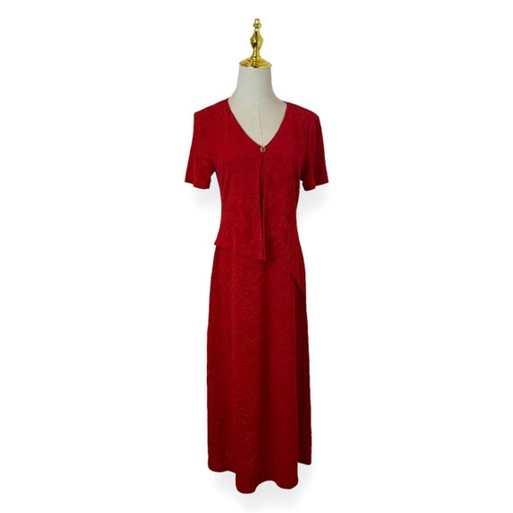 Vintage 80s 90s Nwt Deadstock CONNECTED Red Maxi … - image 2
