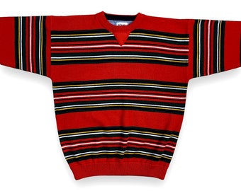 Vintage 90s Gitano Striped Acrylic Crewneck Sweater- Men's Size Large Pullover