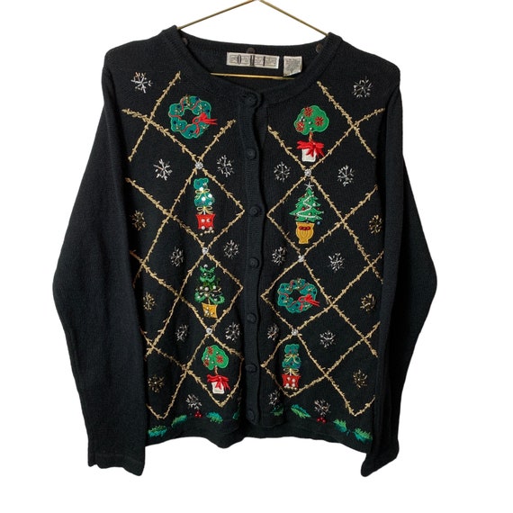 OHI Christmas Holiday Knitted Cardigan Sweater- S… - image 2