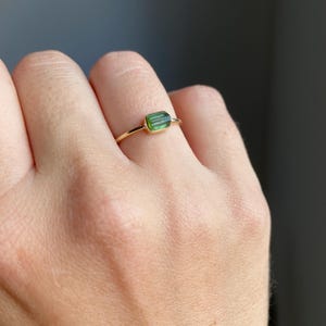 Light green tourmaline ring | tourmaline ring| green tourmaline jewelry | raw tourmaline ring | turmaline ring | October birthstone ring