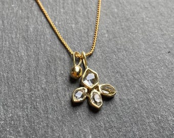 Herkimer diamonds necklace | raw herkimer diamond | handmade jewelry | April Birthstontone | herkimer diamond pendant | AA quality crystal