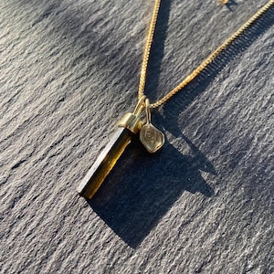 Tiefgrüne Turmalin und winzigen Herkimer Diamant Halskette | Grüne Kristallhalskette | Rohstein Halskette | Heilende Kristall-Halskette
