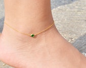 Birthstone Anklet, Birth Month Ankle Bracelet, Personalized Birthstone Anklet, Birth Month Jewelry, Gold Accessories, Gift for Her