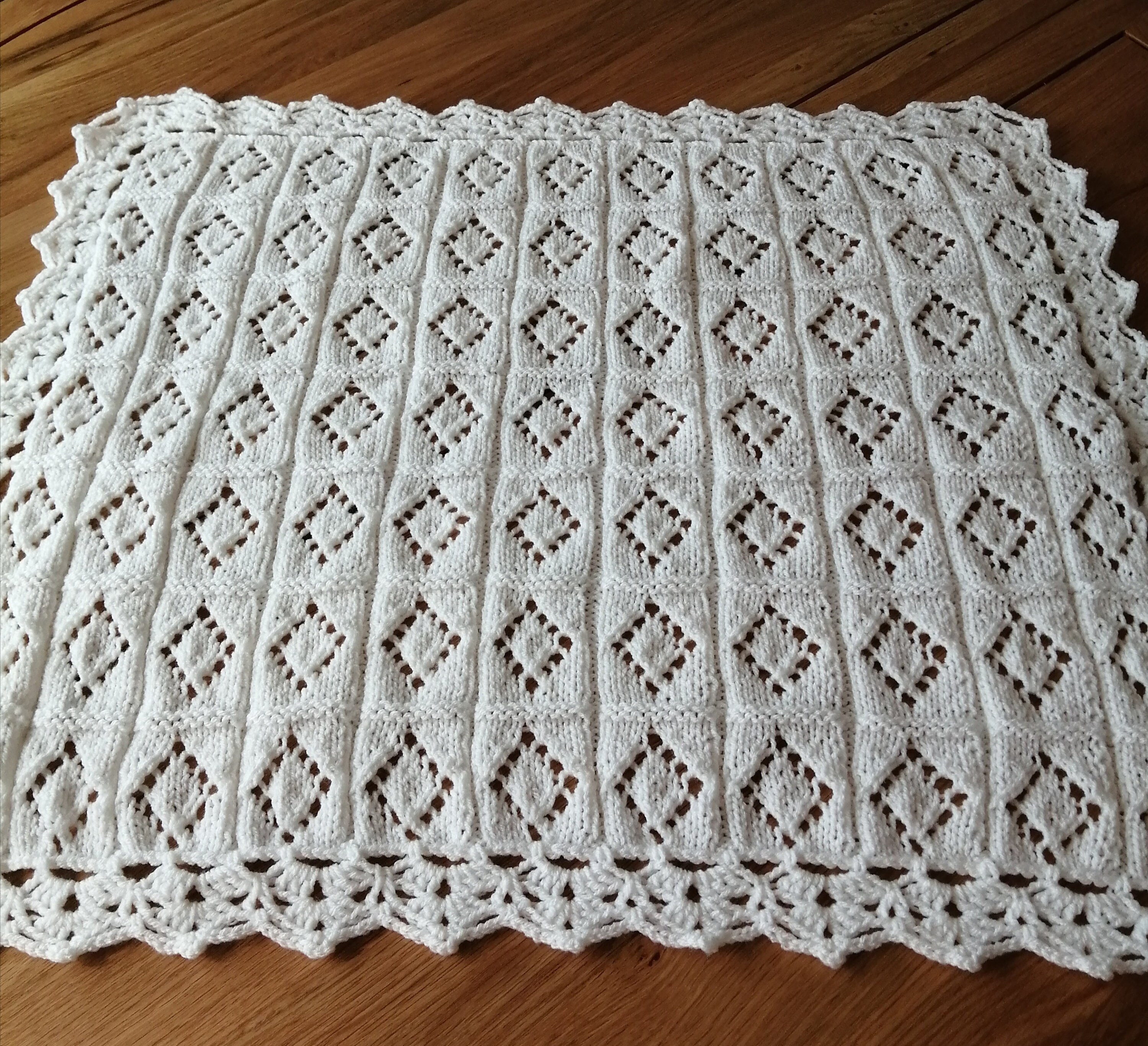 Hand knitted white baby blanket Etsy
