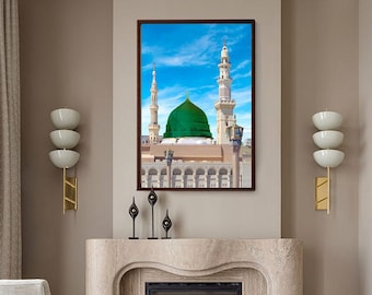 Al Masjid An Nabawi Madina, Islamic Wall Art Classic Matte Paper Wooden Framed Poster