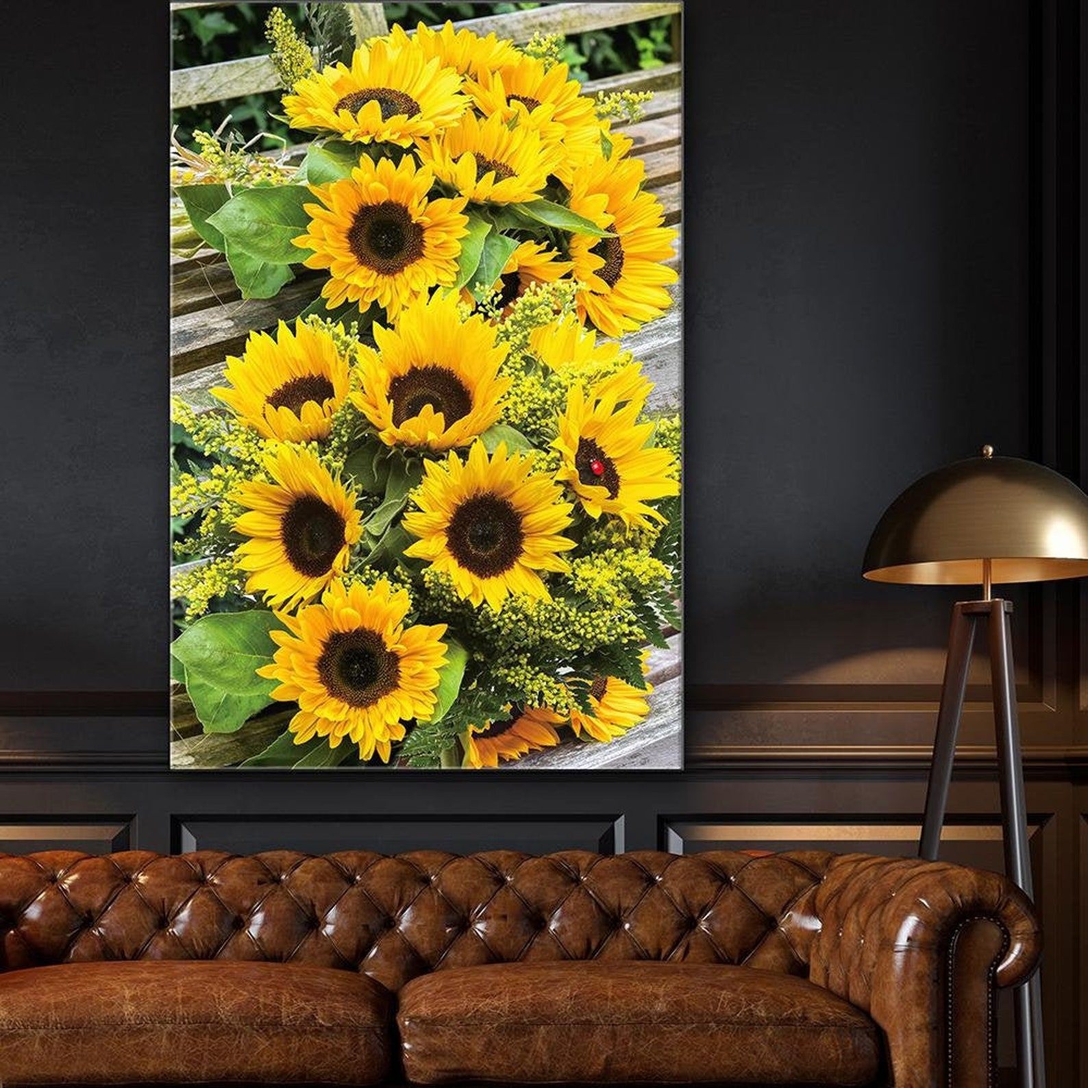 Sunflower Framed Canvas Home Artwork Decoration Abstract | Etsy