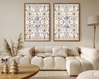 Bismillah & Shahada Wall Art Set – Islamic Calligraphy Canvas | Framed Canvas Set | Neutral Beige Muslim Decor