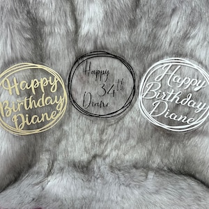 Personalised Cake Topper | 120mm Round Clear Acrylic Cake Topper