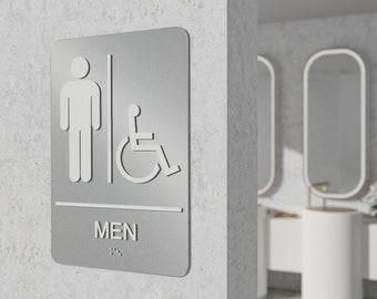 Simple Men & Accessibility Restroom Sign with braille | bathroom sign