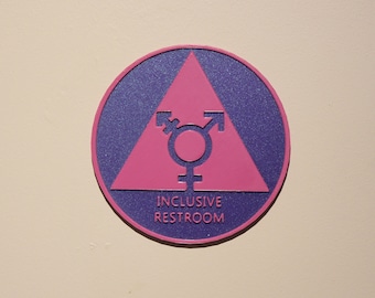 All inclusive gender neutral restroom sign |  Washroom sign | All inclusive pictogram | Home or Office | Bisexual transgender signage |