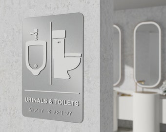 Urinals & Toilets Sign with braille | Restroom Sign |