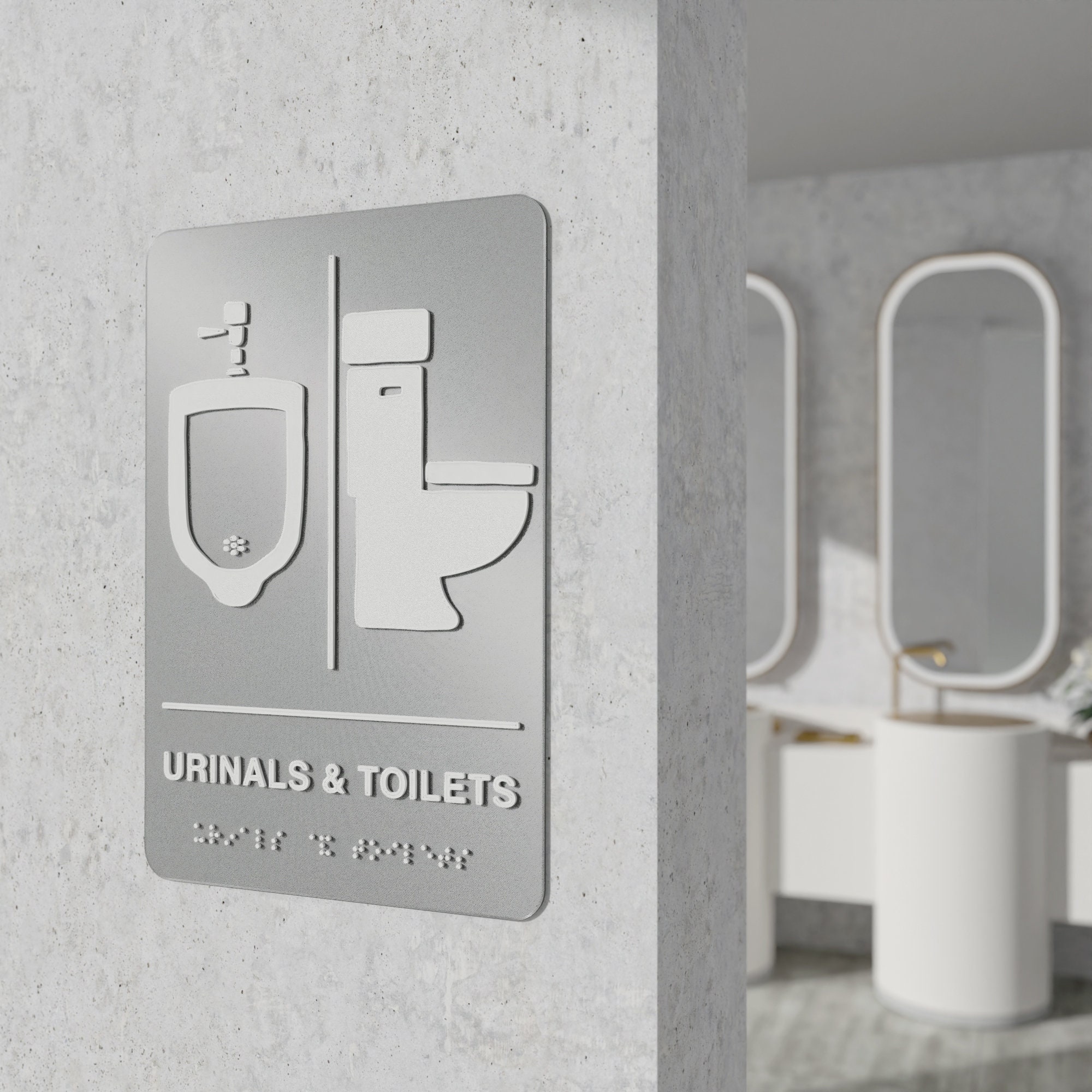 Urinals & Toilets Sign With Braille | Restroom Sign | - Etsy UK