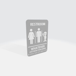 Alien Gender Neutral Washroom Sign Funny / Humorous Restroom Sign All Gender Comical Pictogram ...