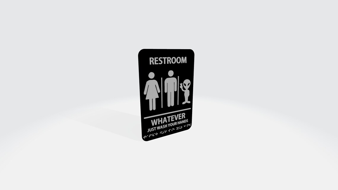 Alien Gender Neutral Washroom Sign Funny / Humorous Restroom Sign All ...