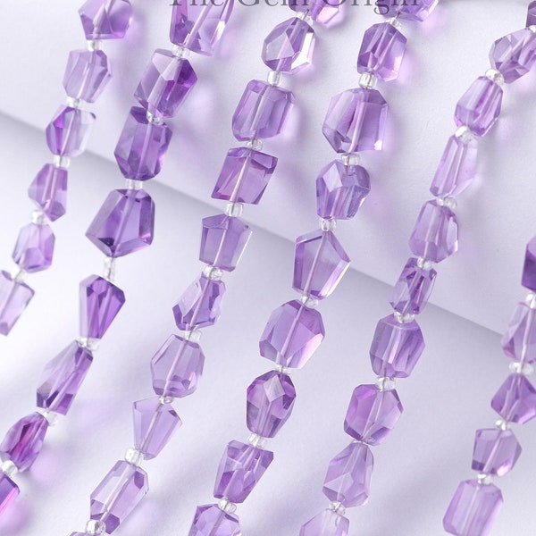 Natural Amethyst Faceted Nuggets Beads | Amethyst Gemstone Faceted Tumble Beads | 8 Inch Semi Precious Gemstone Faceted Nuggets Beads