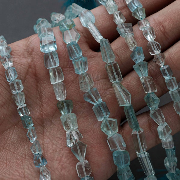 Natural Aquamarine Faceted Nugget Beads | Aquamarine Gemstone Faceted Tumble Shape Beads | Aquamarine Semi Precious Gemstone Nugget Beads