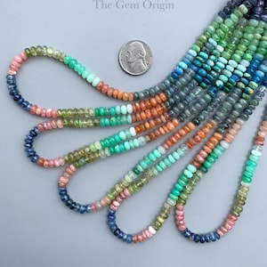 Natural Multi Gemstone Smooth Rondelle Shape Beads, 6mm Mix Semi Precious Gemstone Rondelle Beads, Semi Precious Gemstone Mix Rondelle Beads
