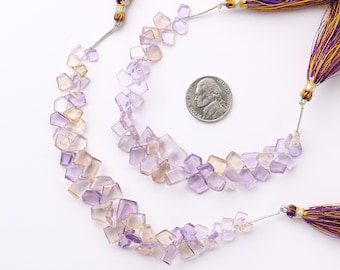 6 Inch Natural Ametrine Faceted Geometrical Crown Cut Slice Beads | Ametrine Gemstone Side Drill Beads | Ametrine Uneven Slice Beads