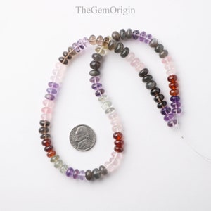 Multi Gemstones Smooth Rondelle Beads | 18 Inch Mix Gemstone Plain Rondelle | 9mm Disco Beads Rondelle For Jewelry Making