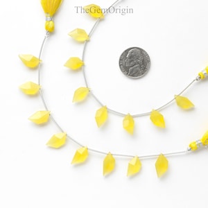 8 Pieces Yellow Onyx Faceted Spindle Cut Beads | Yellow Onyx Gemstone Spindle Shape Side Drill Beads | Yellow Onyx Beads For Jewelry Making