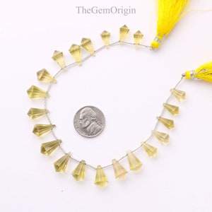 21 Pieces Lemon Quartz Faceted Softy Shape Drops Beads | Natural Lemon Quartz Gemstone Faceted Briolette | Lemon Quartz Side Drill Beads