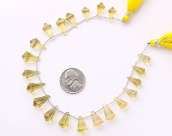 21 Pieces Lemon Quartz Faceted Softy Shape Drops Beads | Natural Lemon Quartz Gemstone Faceted Briolette | Lemon Quartz Side Drill Beads