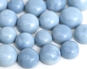 Natural Blue Opal Smooth Round Cabochon – 10–15 mm, Flat Back Round Cabs, Semi Precious Gemstone Cabochon