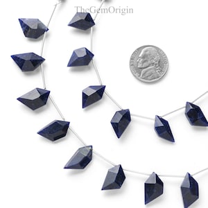 Natural Sodalite Faceted Spindle Cut Beads | 8 Pieces Sodalite Gemstone Side Drill Beads | Sodalite Faceted Fancy Briolette Beads