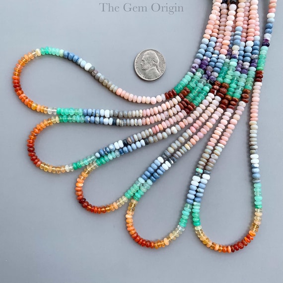 Natural Multi Opal Smooth Rondelle Beads, Mm Multi Opal Gemstone