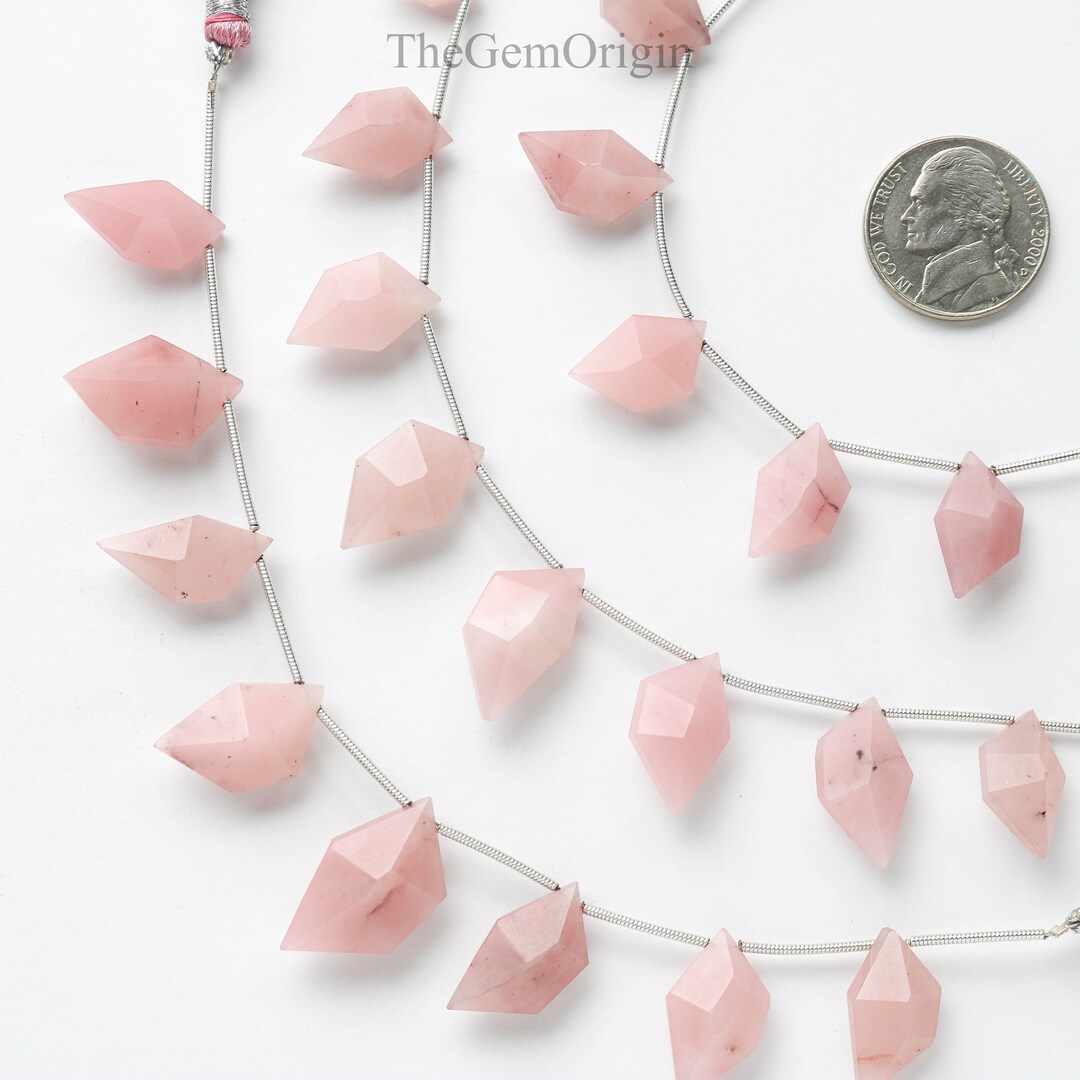 Natural Guava Quartz Faceted Spindle Beads – 8 Pcs Side Drill Semi ...