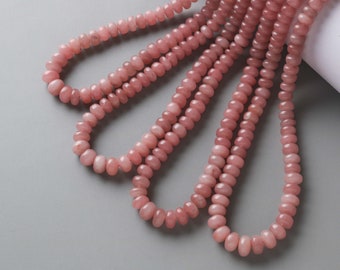 Guava Quartz Gemstone Smooth Rondelle Beads | 16inch Guava Quartz Rondelle Shape Beads Strand | Semi Precious Gemstone Rondelle Beads