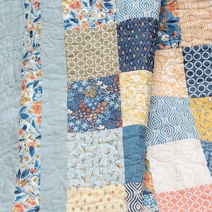 Edredón de patchwork floral, manta de algodón hecha a mano (54 x 62)