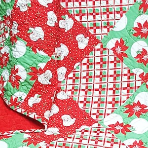 ヴィンテージ パッチワーク クリスマス キルト、ハンドメイド スロー キルト、キルティング スロー ブランケット、ハンドメイド クリスマス キルト、クリスマス パッチワーク キルト