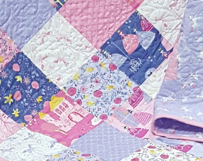 Princess Baby Blanket, Handmade Nursery Quilt, Princess Patchwork Quilt ...