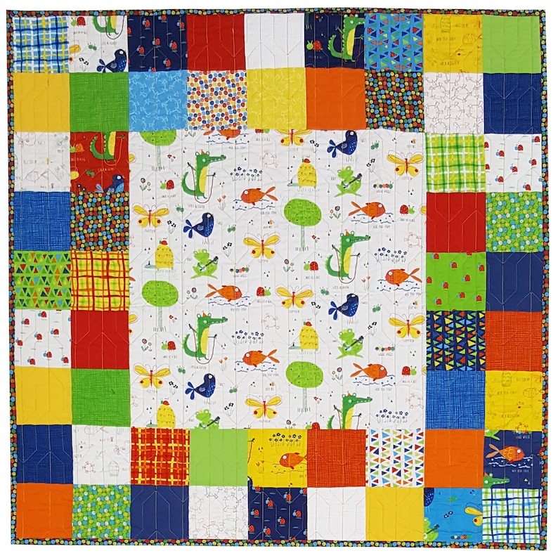 Handmade Nursery Quilt Patchwork Quilt Bright Colored Baby Etsy