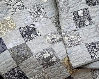 Handgemaakte patchwork quilt, gewatteerde deken neutrale tinten