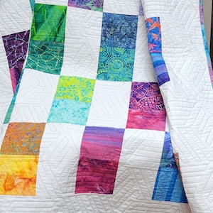 Contemporary Throw Quilt, Zen Style Patchwork Quilt, Quilted Throw Blanket, Modern Throw Quilt, Mambo Batik Fabric Quilt, Modern Batik Quilt