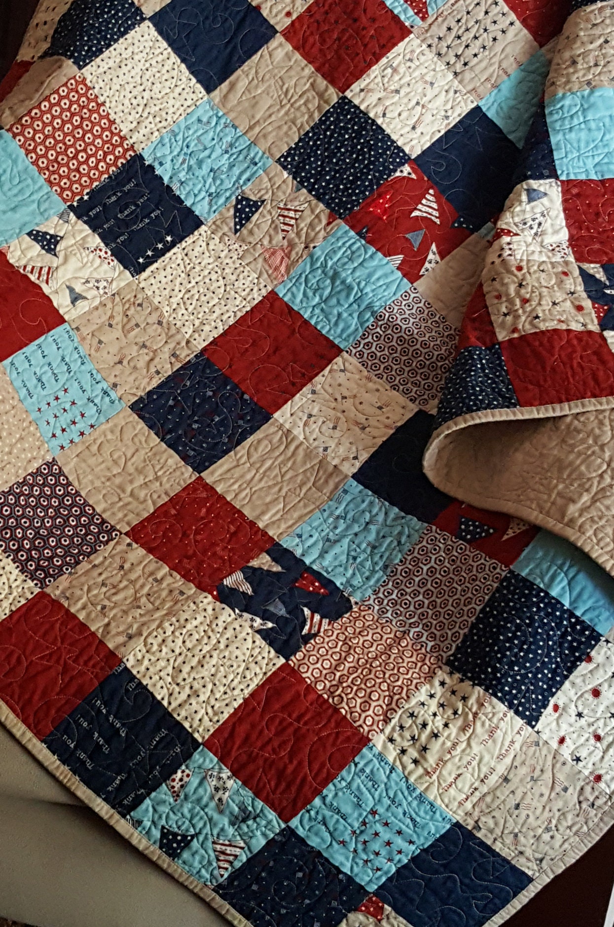 Americana Lap Quilt Handmade Throw Quilt Patchwork Quilt Etsy