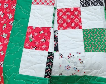 Patchwork-kerstquilt, stoffen Candy Cane Lane, decoratie voor de feestdagen