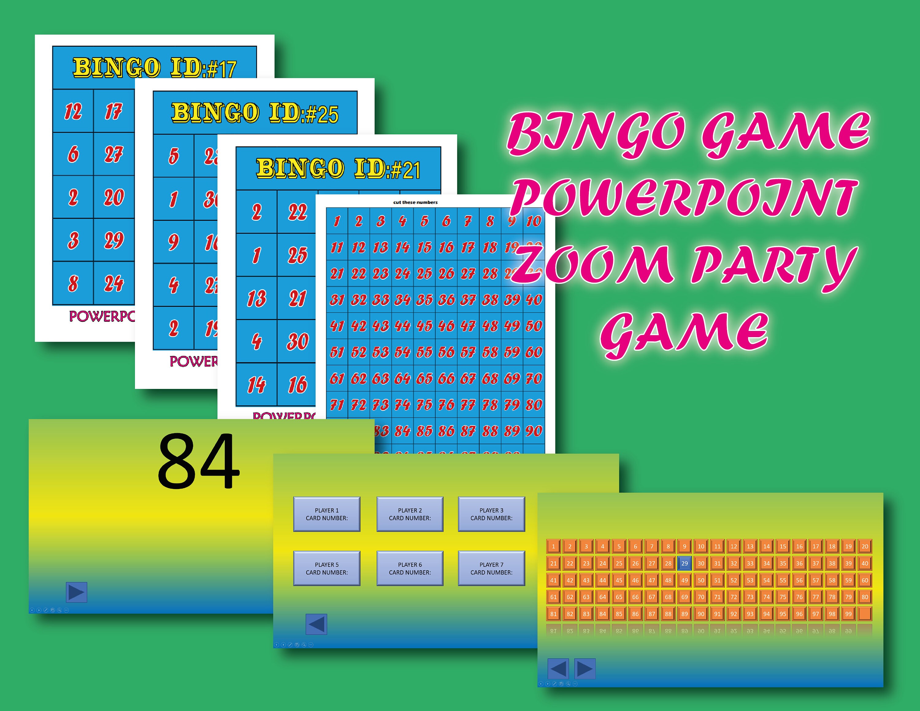 Powerpoint bingo game and 30 beautiful bingo cards for new Etsy